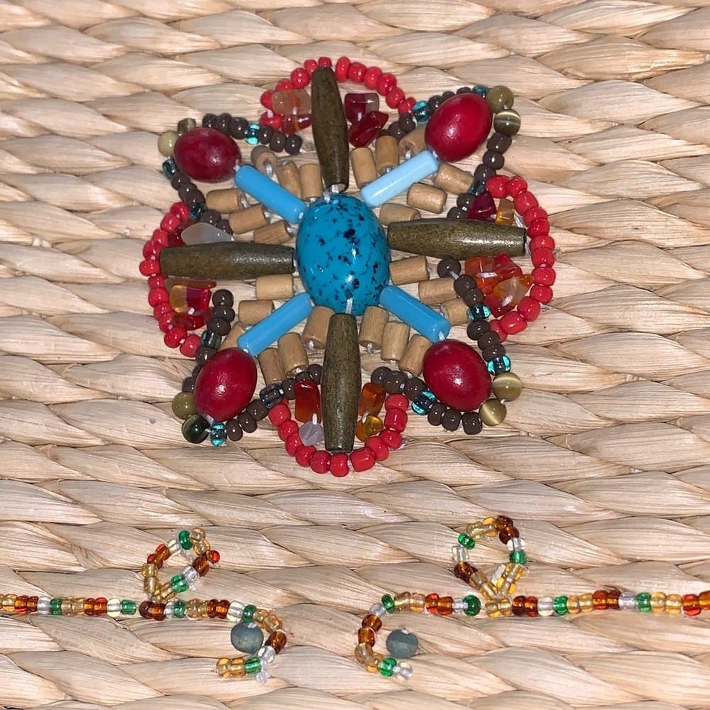 100% straw beaded embellished Cottagecore grannycore costal Boho beachy purse - Picture 3 of 5
